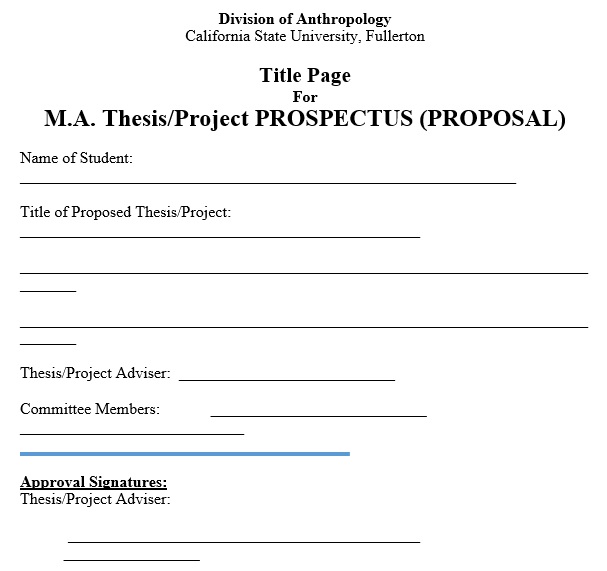 title page for m a thesis prospectus template