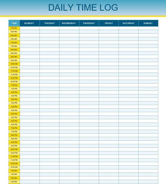 weekly time log template