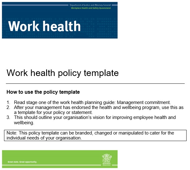 work health policy template