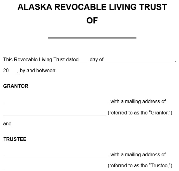 Alaska revocable living trust form