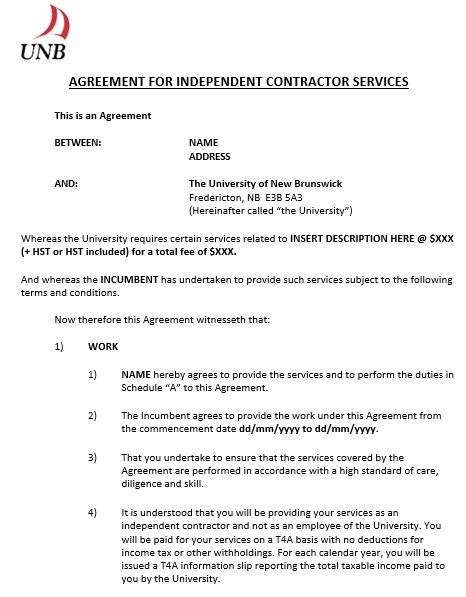 agreement for independent contractor services