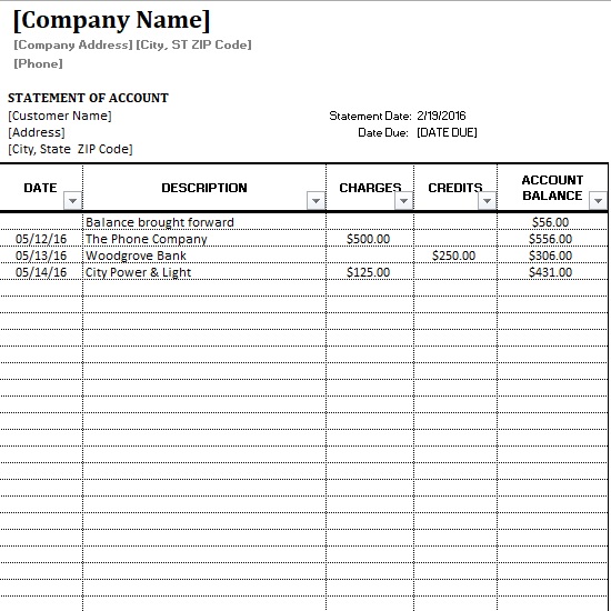 blank account statement template