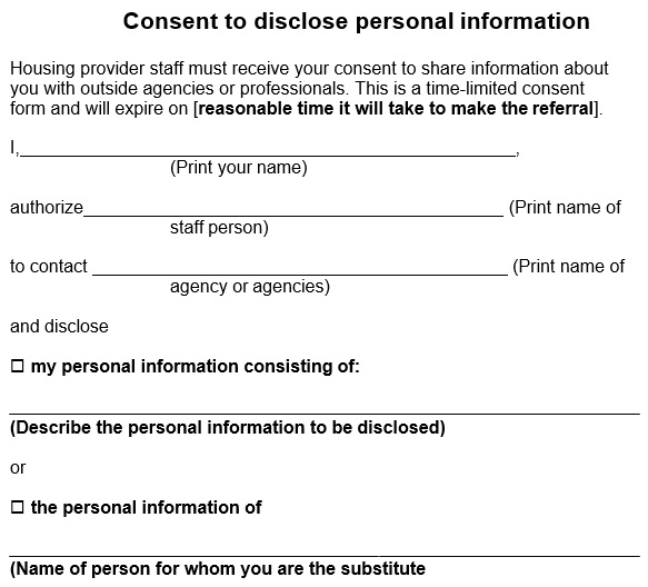 consent to disclose personal information form
