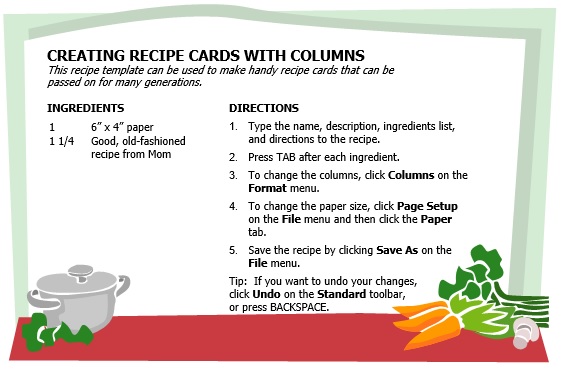 creating recipe cards template