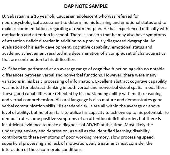 dap notes sample