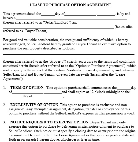 fillable rent to own contracts template