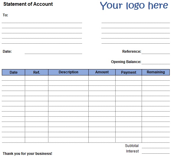 free account statement template 6