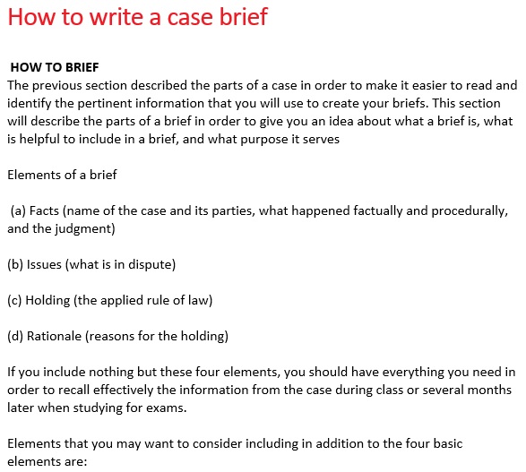 free case brief template 20