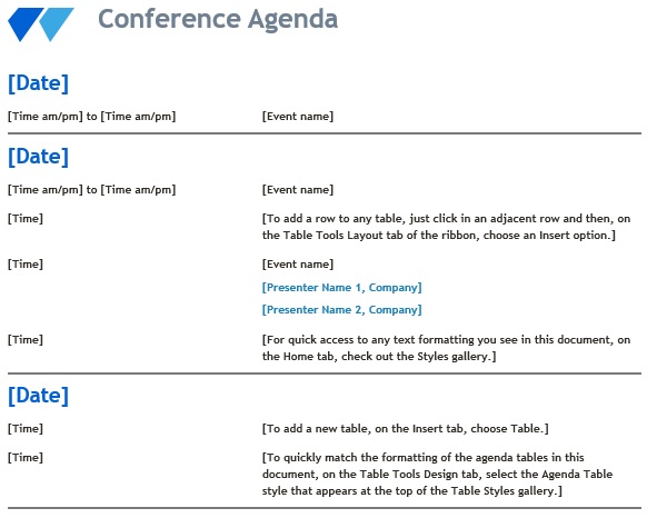 free conference agenda template 4