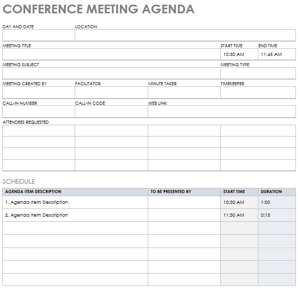 free conference agenda template 6