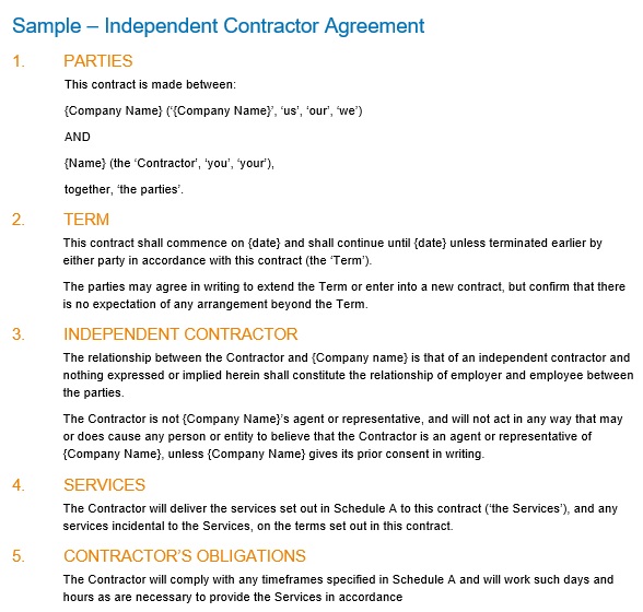 free independent contractor agreement template 12
