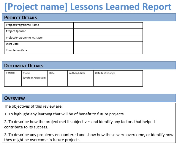free lessons learned template 2