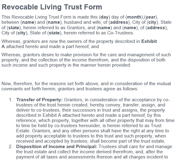 free living trust form 6