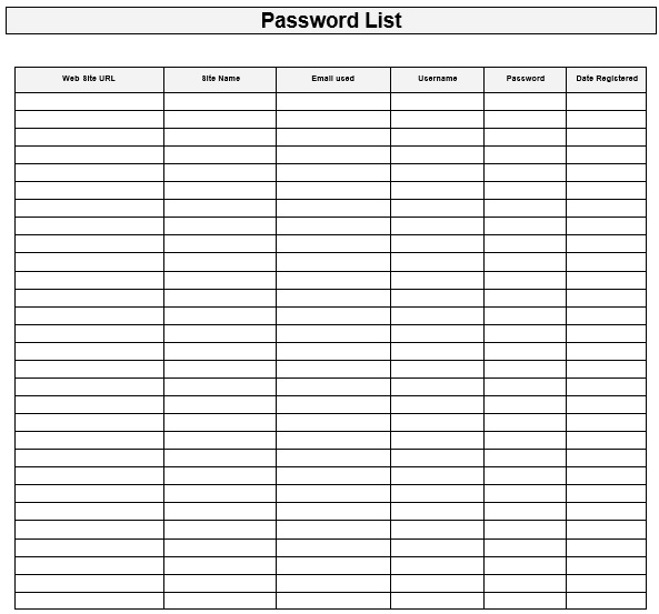 free password list template 2