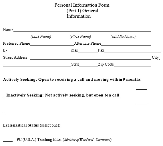 free personal information form 6
