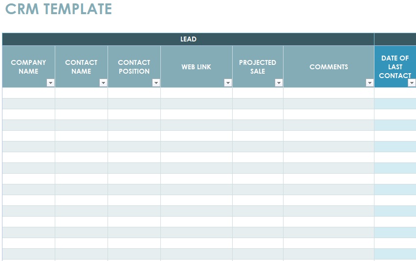 free printable CRM template excel
