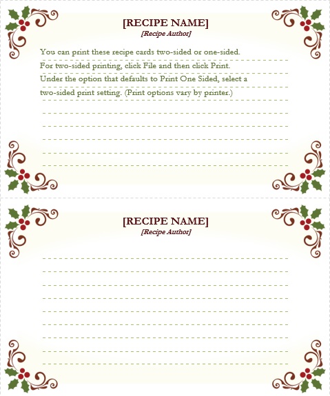 free recipe card template 13