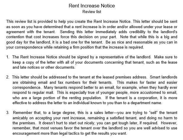 free rent increase notice template 5
