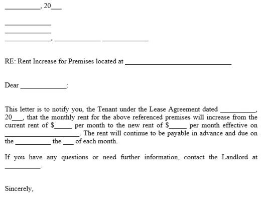 free rent increase notice template 6