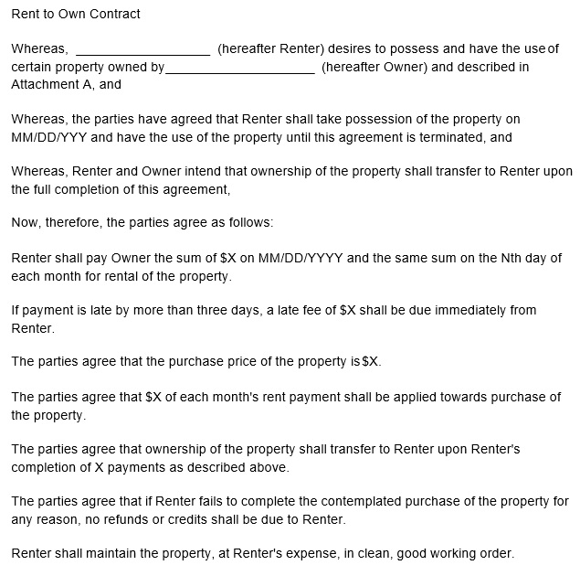 free rent to own contracts template 4