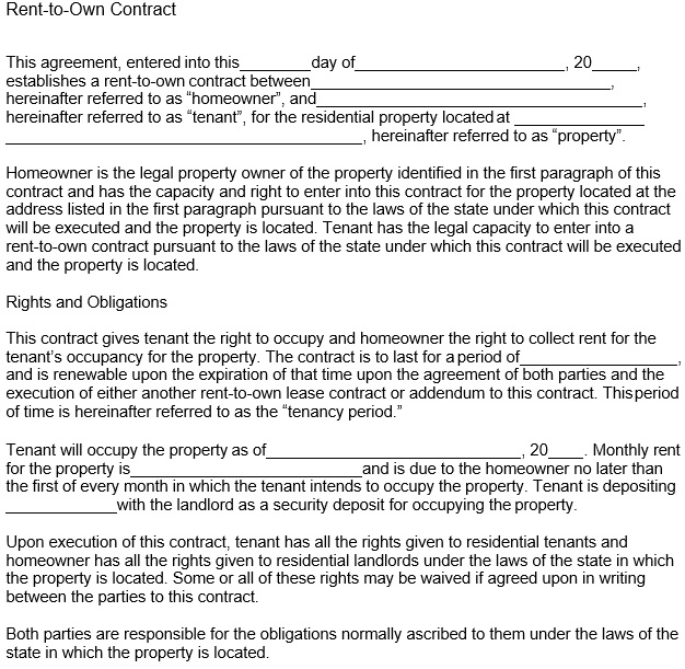 free rent to own contracts template 7