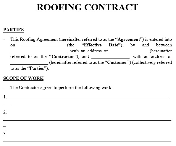 free roofing contract template 1