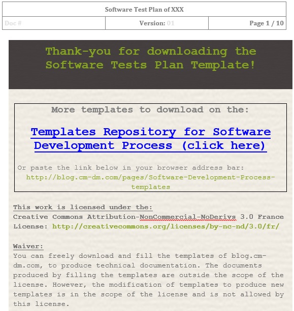 free software test plan template 5