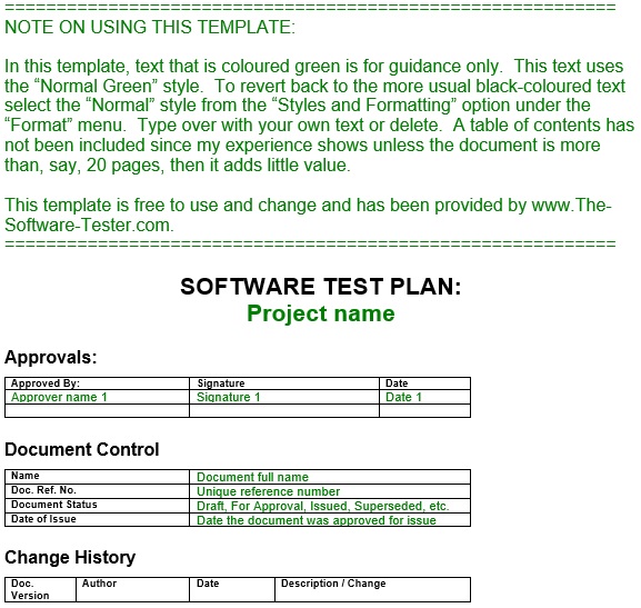 free software test plan template 6