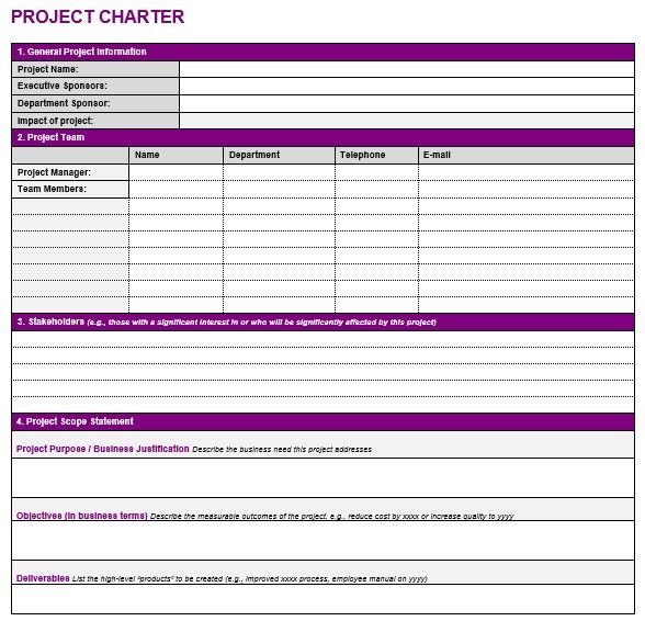 Free Printable Team Charter Templates Word Excel PDF Best Collections