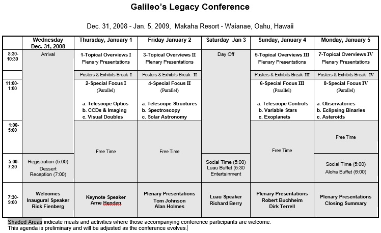 galileos legacy conference agenda template