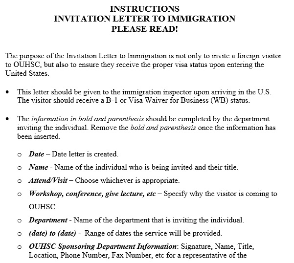 invitation letter to immigration