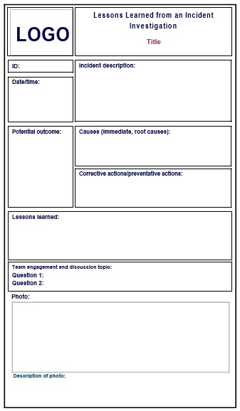 lessons learned incident investigation template