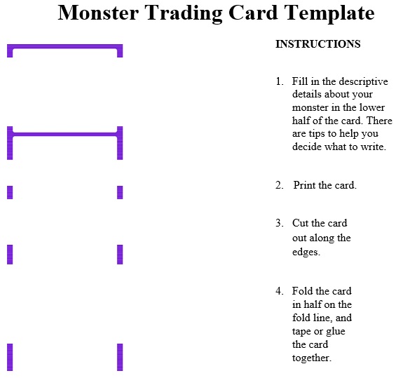 monster trading card template