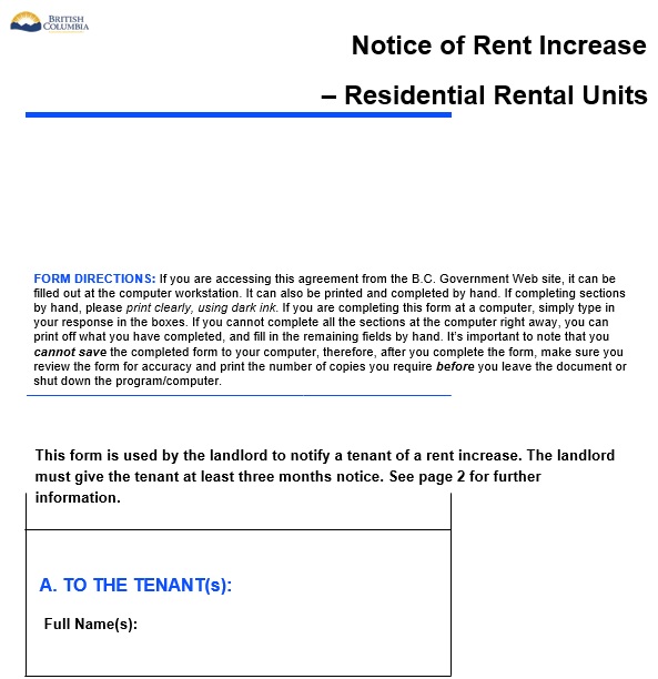 notice of rent increase form