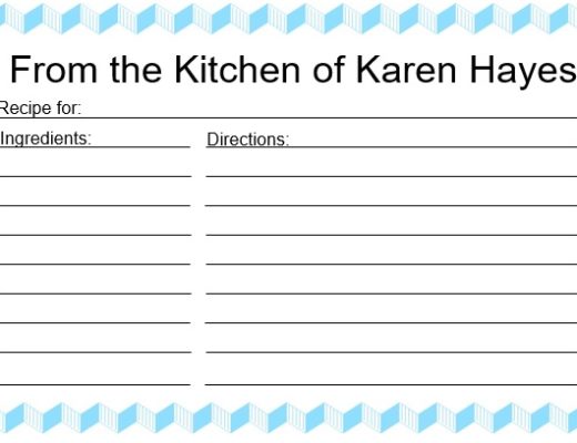 printable recipe card template