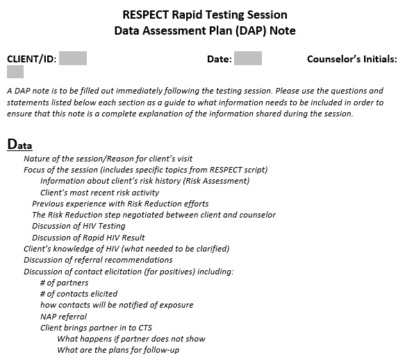 respect rapid testing session data assessment plan template