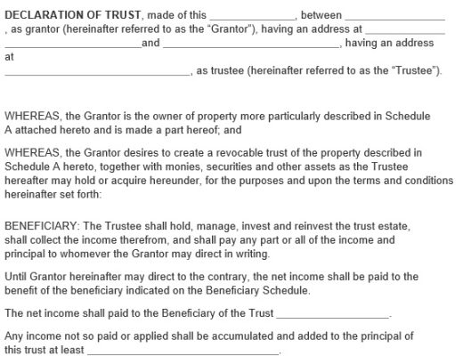 revocable living trust agreement