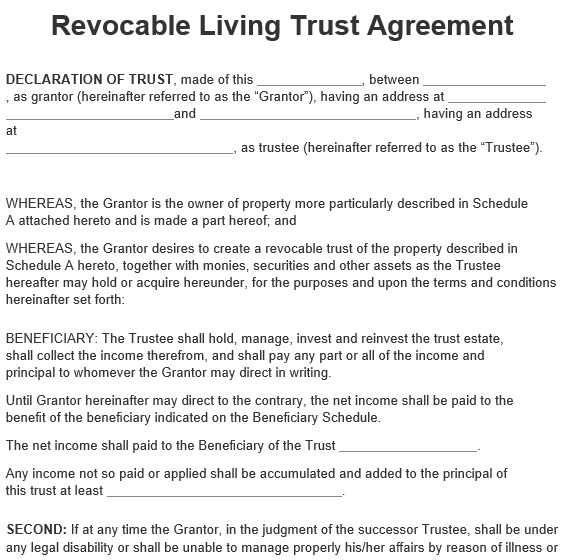 revocable living trust agreement