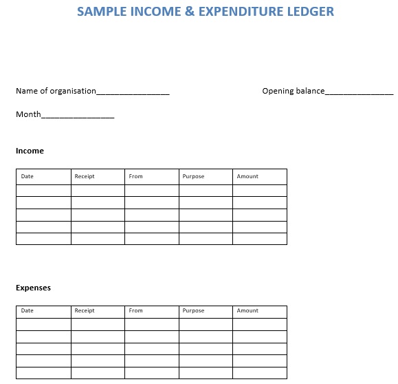 sample income expenditure ledger template
