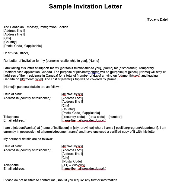 sample invitation letter