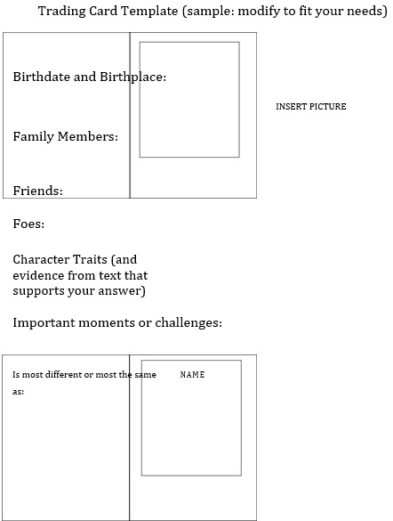 sample trading card template