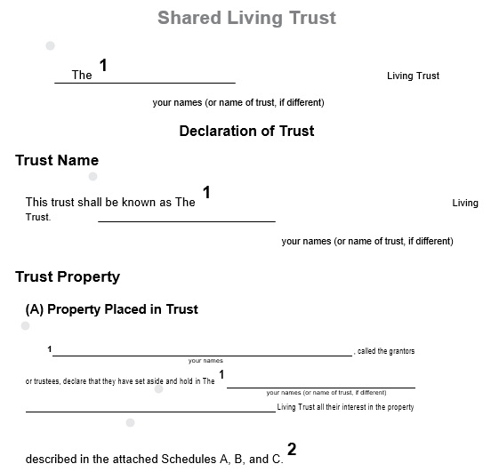 shared living trust form