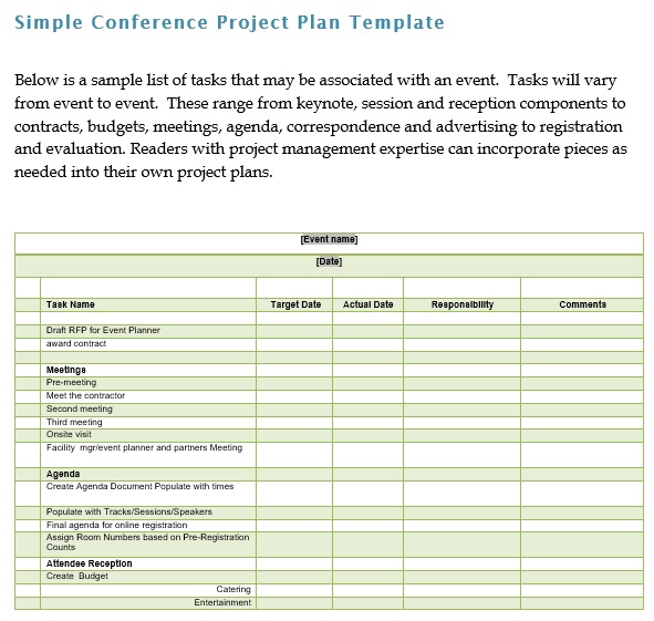 simple conference project plan template