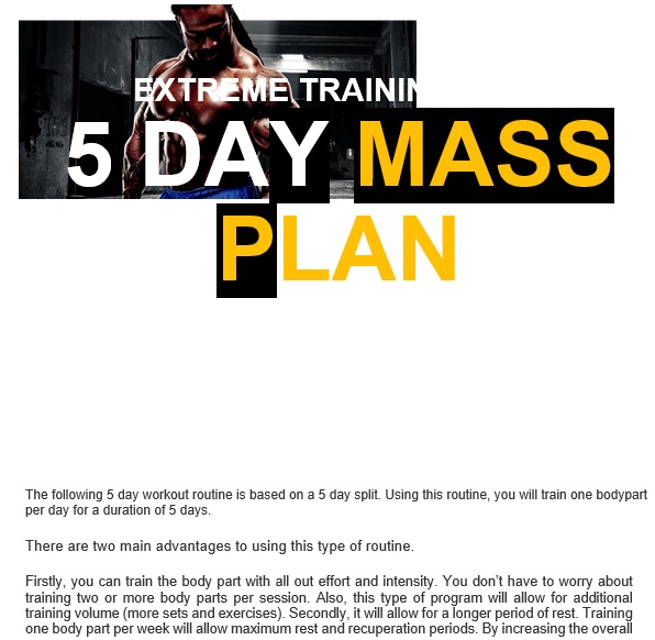 5 day mass workout plan