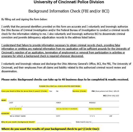 bci and fbi background check form