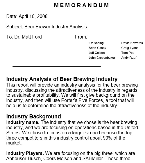 beer brewery industry analysis template