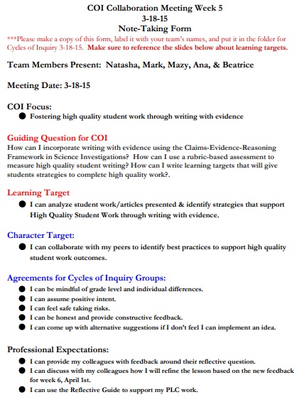 collaboration meeting notes template