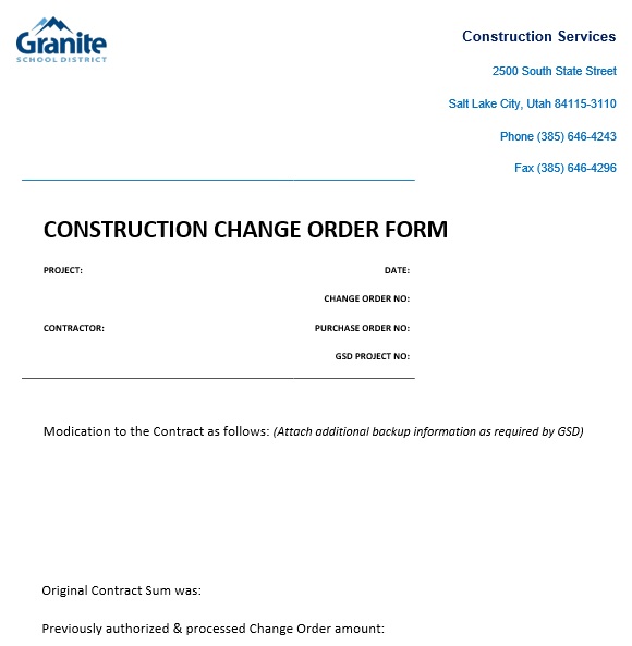construction change order form