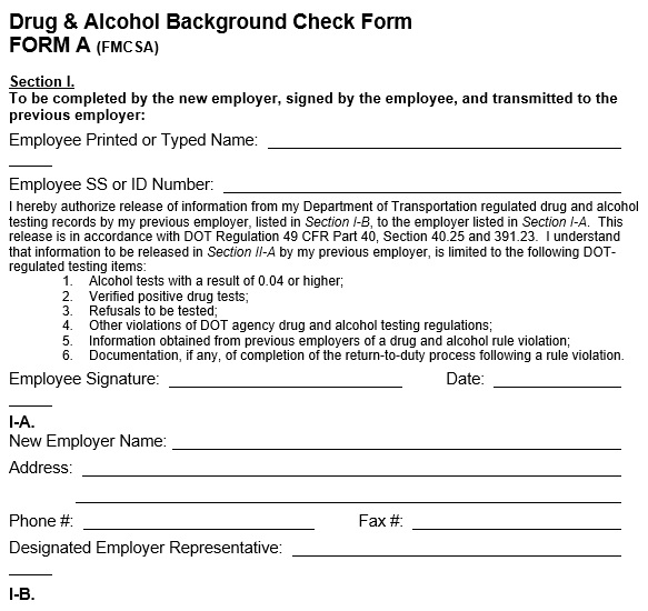 drug and alcohol background check form