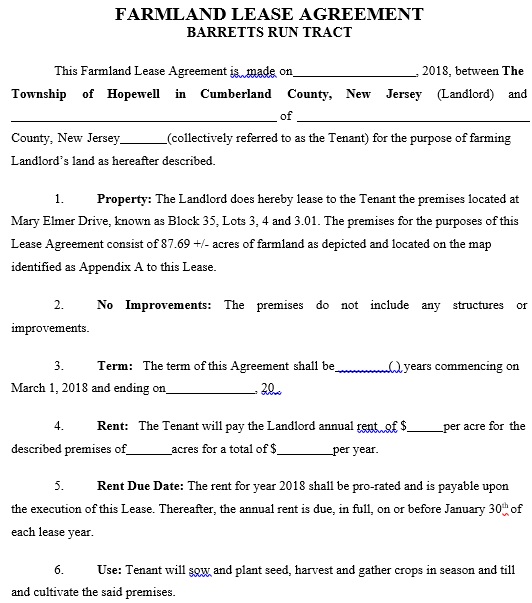 farmland lease agreement form